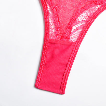 Sexy Sheer Floral Lace Bra Set with Tassel Girdle-11