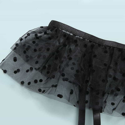 Mesh Polka Dot Ruffle Bustier Bra Set-11