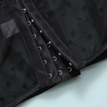 Mesh Polka Dot Ruffle Bustier Bra Set-12