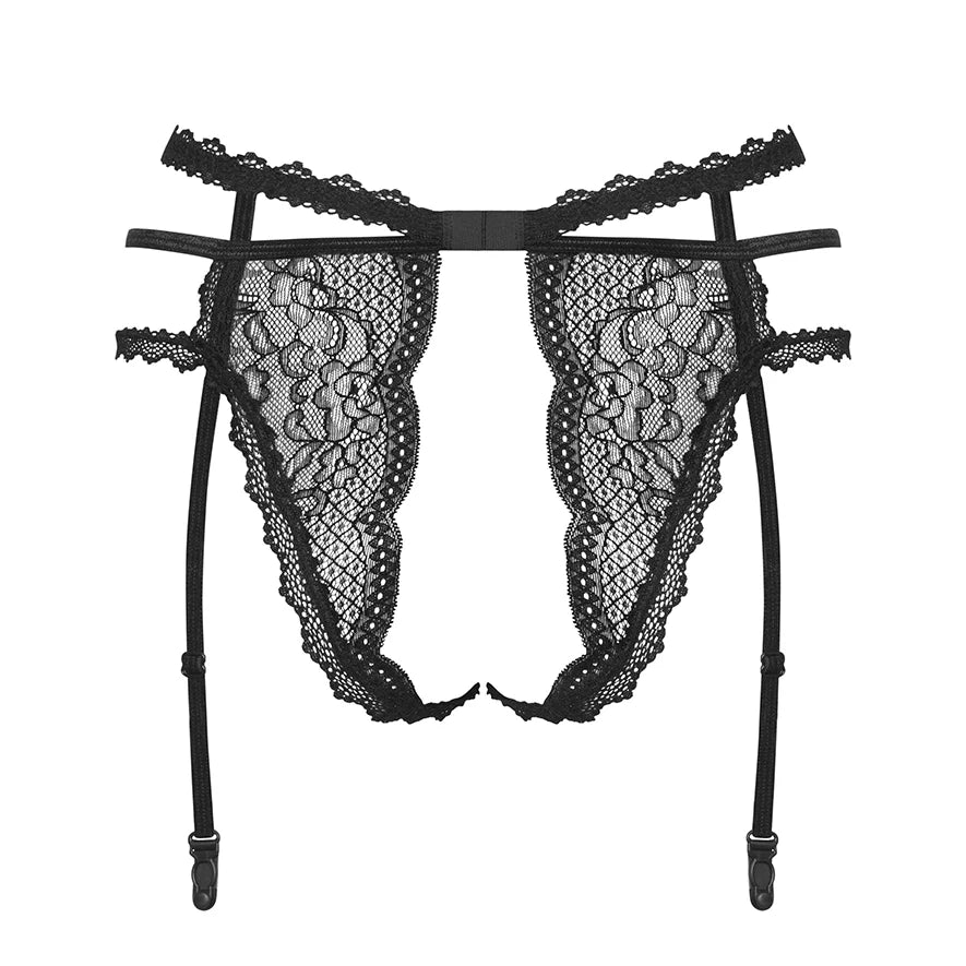 Sexy Open Crotch Lace Garter Panty Obsessive Pearlove-3