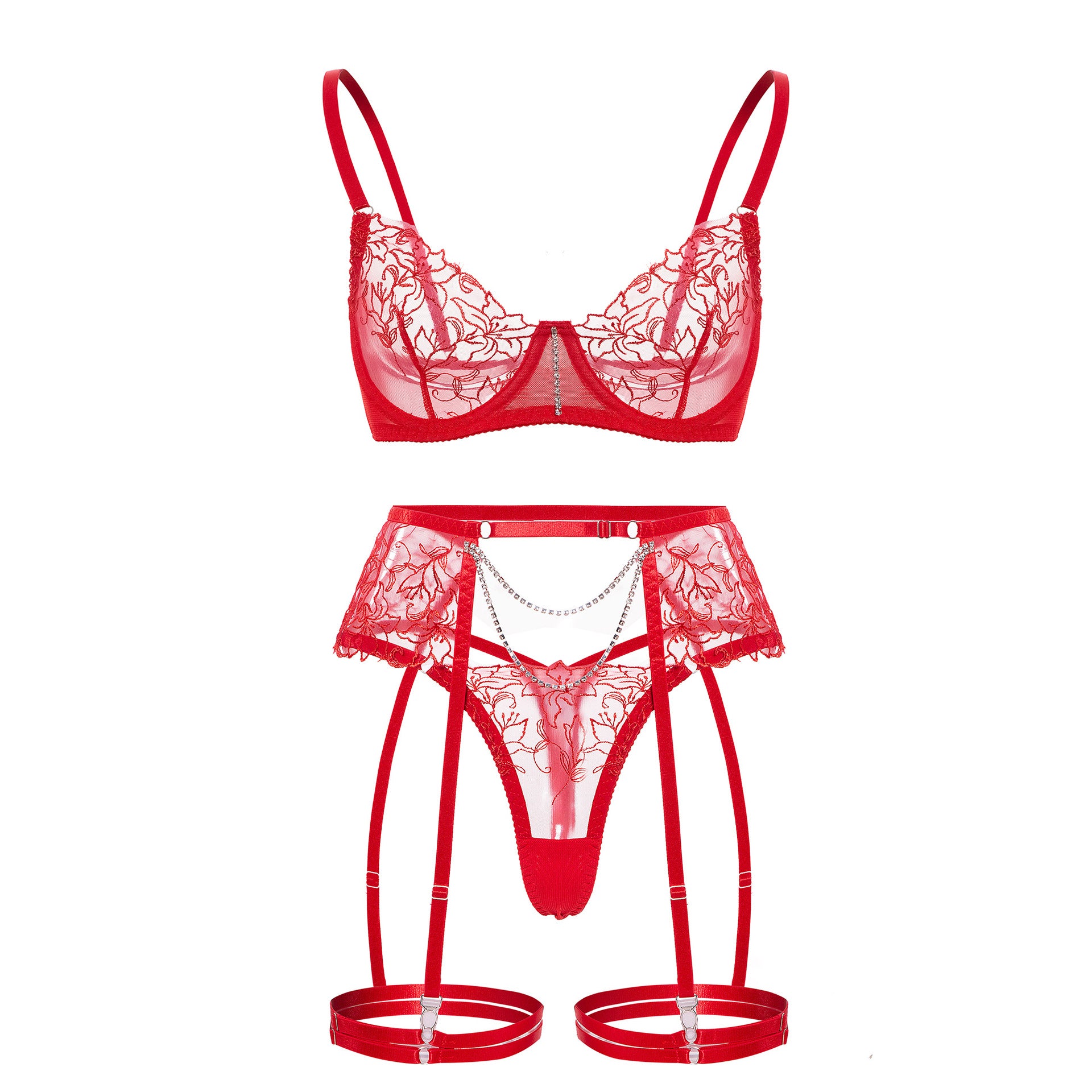 Wholesale Sheer Lace Garter Lingerie Ensemble-22