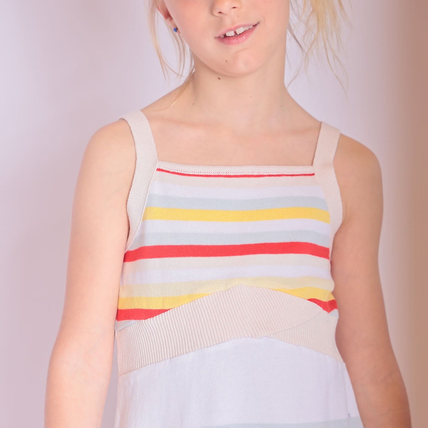 Girls Beach Dress with Bright Stripes-4