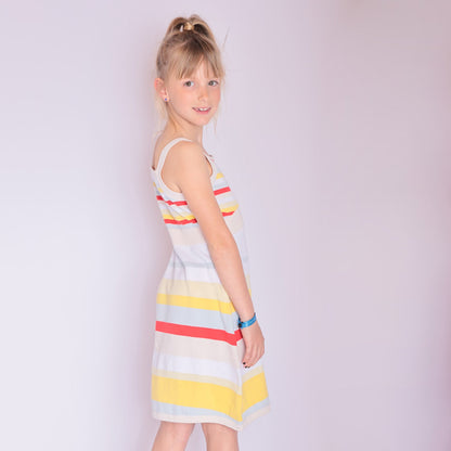 Girls Beach Dress with Bright Stripes-2