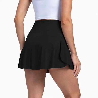 Women Pleated Tennis Skirt with Pockets Shorts Athletic Skirts Crossover High Waisted Athletic Golf Skorts Workout Sports Skirts-2