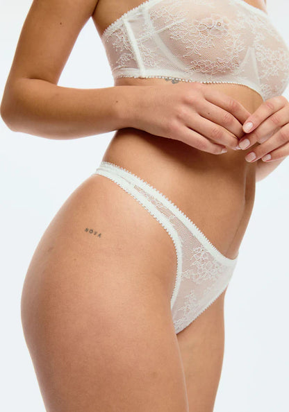 Sheer Stretch Lace High Leg Thong Blush Cascade White-2