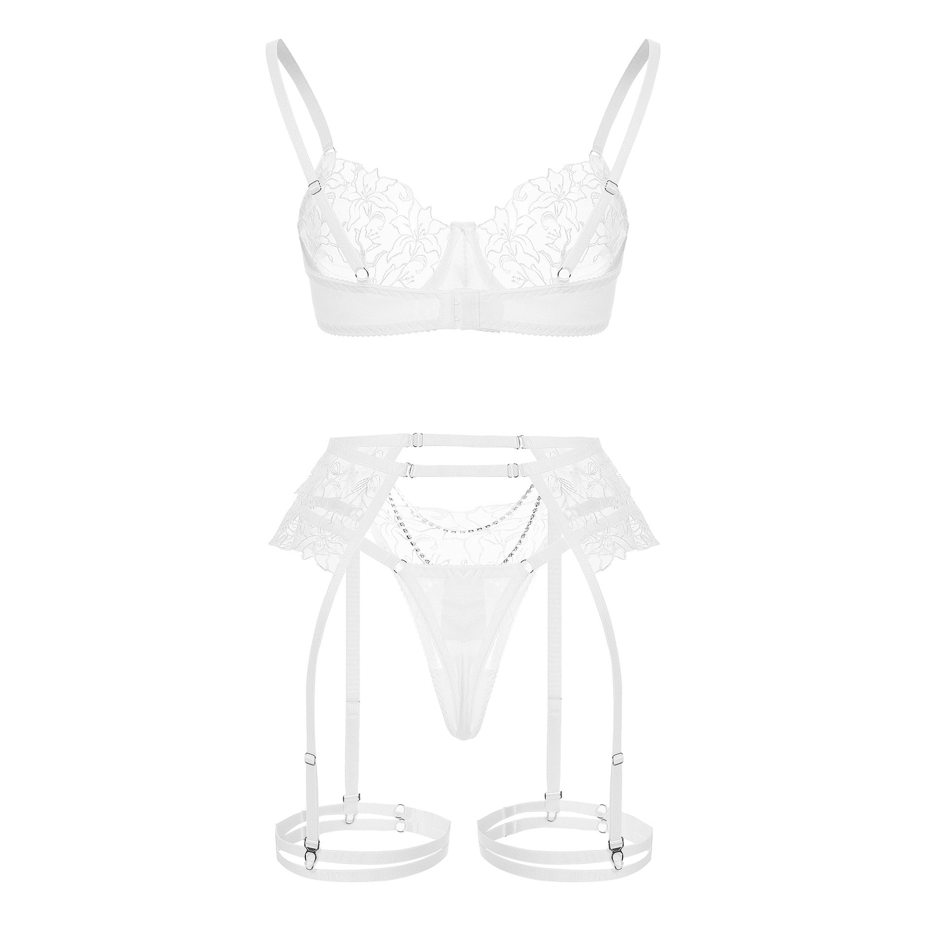 Wholesale Sheer Lace Garter Lingerie Ensemble-36