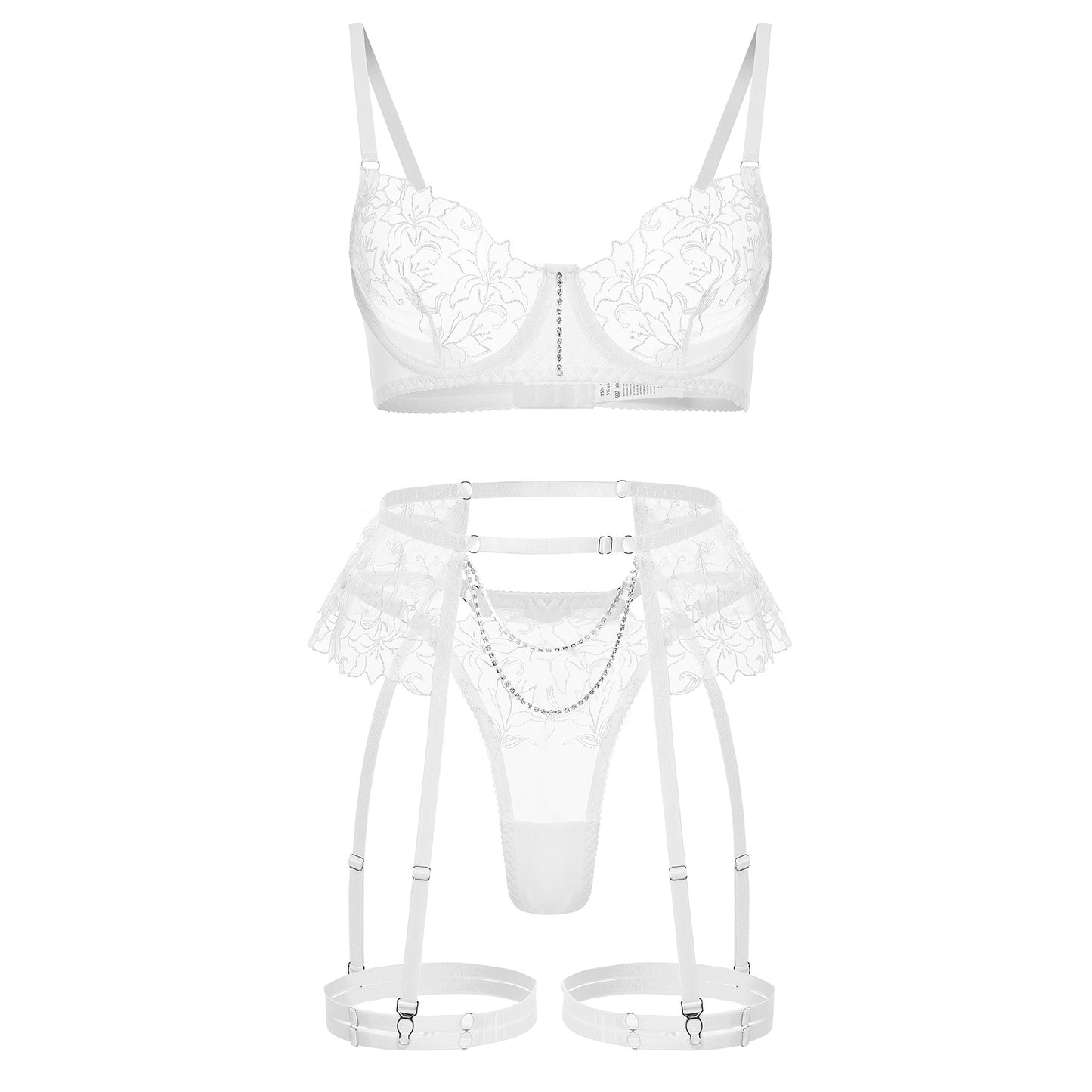 Wholesale Sheer Lace Garter Lingerie Ensemble-26