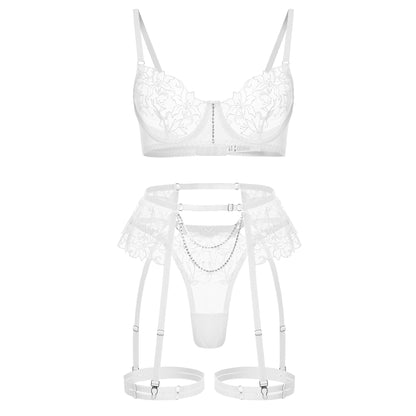 Wholesale Sheer Lace Garter Lingerie Ensemble-26