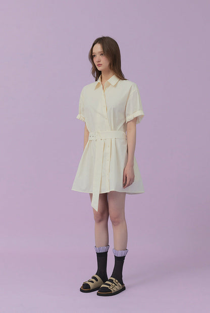 [TWEE] Lovin Roll-Up Shirt Dress (Belt Set)-4
