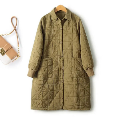 Casual Quilted Winter Coat For Women Single Breasted Irregular Mid Length A Line Long Sleeved Cotton Jackets Woman 4XL-0