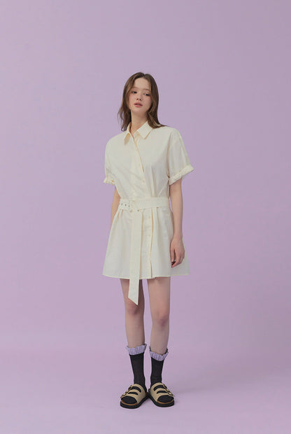 [TWEE] Lovin Roll-Up Shirt Dress (Belt Set)-1