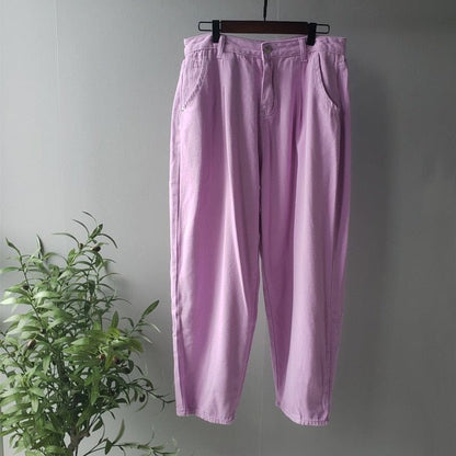 Denim Pants Women High Waist Harem Pants  Loose Jeans Plus Size Trousers Women-6