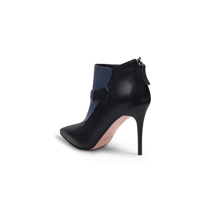 Patchwork Leather Zip-Back Stiletto Boots-3