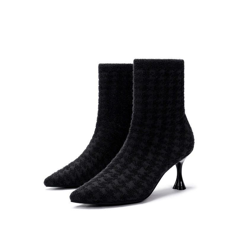 Pointed Toe Stiletto Heel Stretch Ankle Boots-1