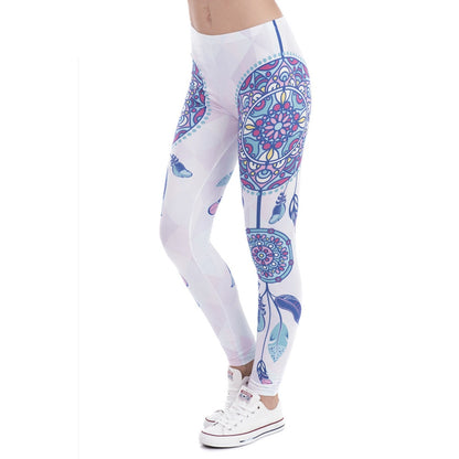 Women Legins Mandala Feathers Printing Sexy Slim Stretch Legging High Waist Leggings Woman Pants-0