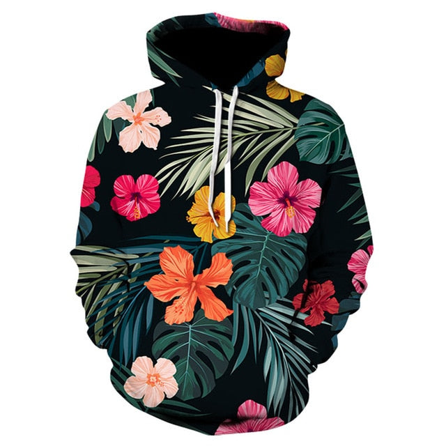 Men/Women autumn winter Hoodies Men's Sweatshirts Rose flower print Sweatshirts Plus Size 5XL Loose pullover Hoodie Tops-5
