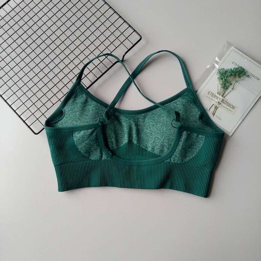 Woman seamless Patchwork Bra Padded Push Up Sports Top Women Fitness Running Cropped Top Gym-1