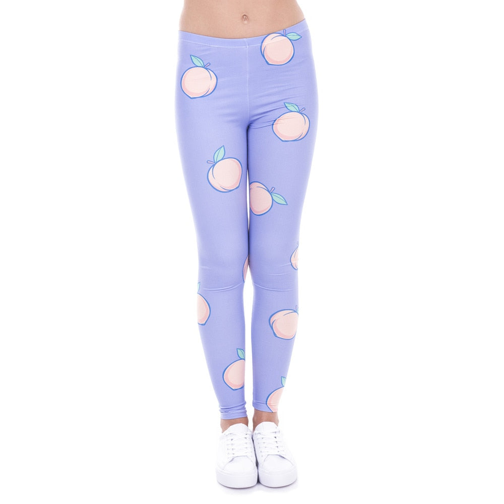 Women Leggings Peach Leggins Printed Purple Legging for Woman Pants Casual Legins Stretchy Trousers-4