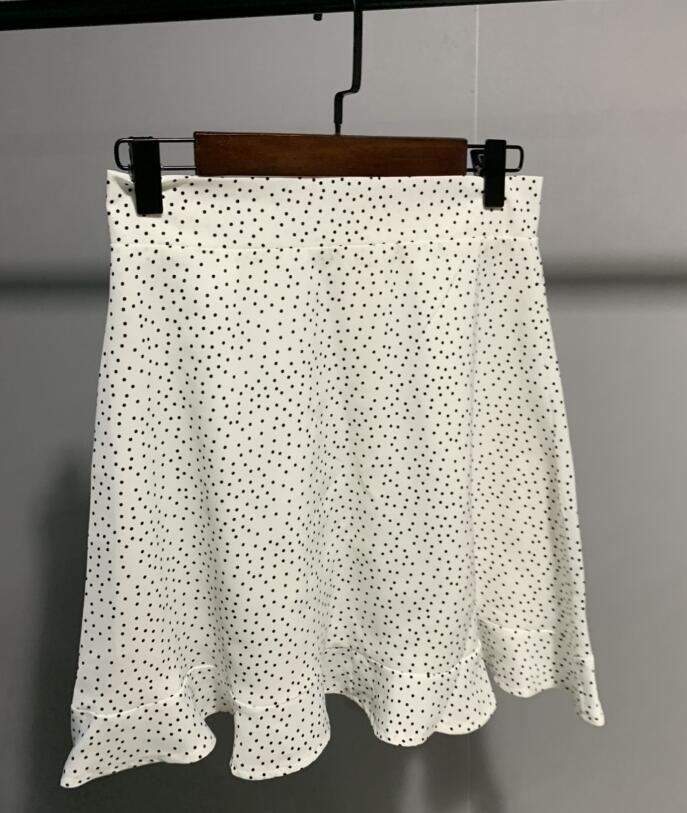 Women Dots Mini Skirt Green White Saia High Waistline Faldas sexy Skirts Summer-4