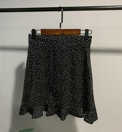 Women Dots Mini Skirt Green White Saia High Waistline Faldas sexy Skirts Summer-3