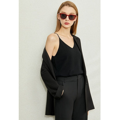 Minimalism Spring Summer Knitted Soft Solid Vest tops Women Causal Vneck sleeveless Camisole Top Women-0