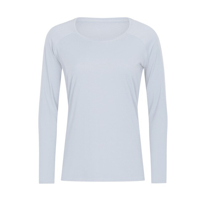 Workout Shirts for Women Nylon Spandex Yoga Long Sleeved Shirts Womens Breathable Lightweight Loose Running Sport Tops-4