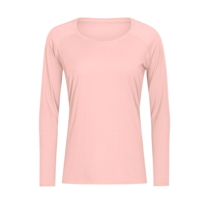 Workout Shirts for Women Nylon Spandex Yoga Long Sleeved Shirts Womens Breathable Lightweight Loose Running Sport Tops-2