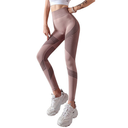 Striped Leggings Women High Waist Yoga Pants Fashion High Elastic Push Up Work Out Pants For Women Jogging Pants Hips Lifting-0