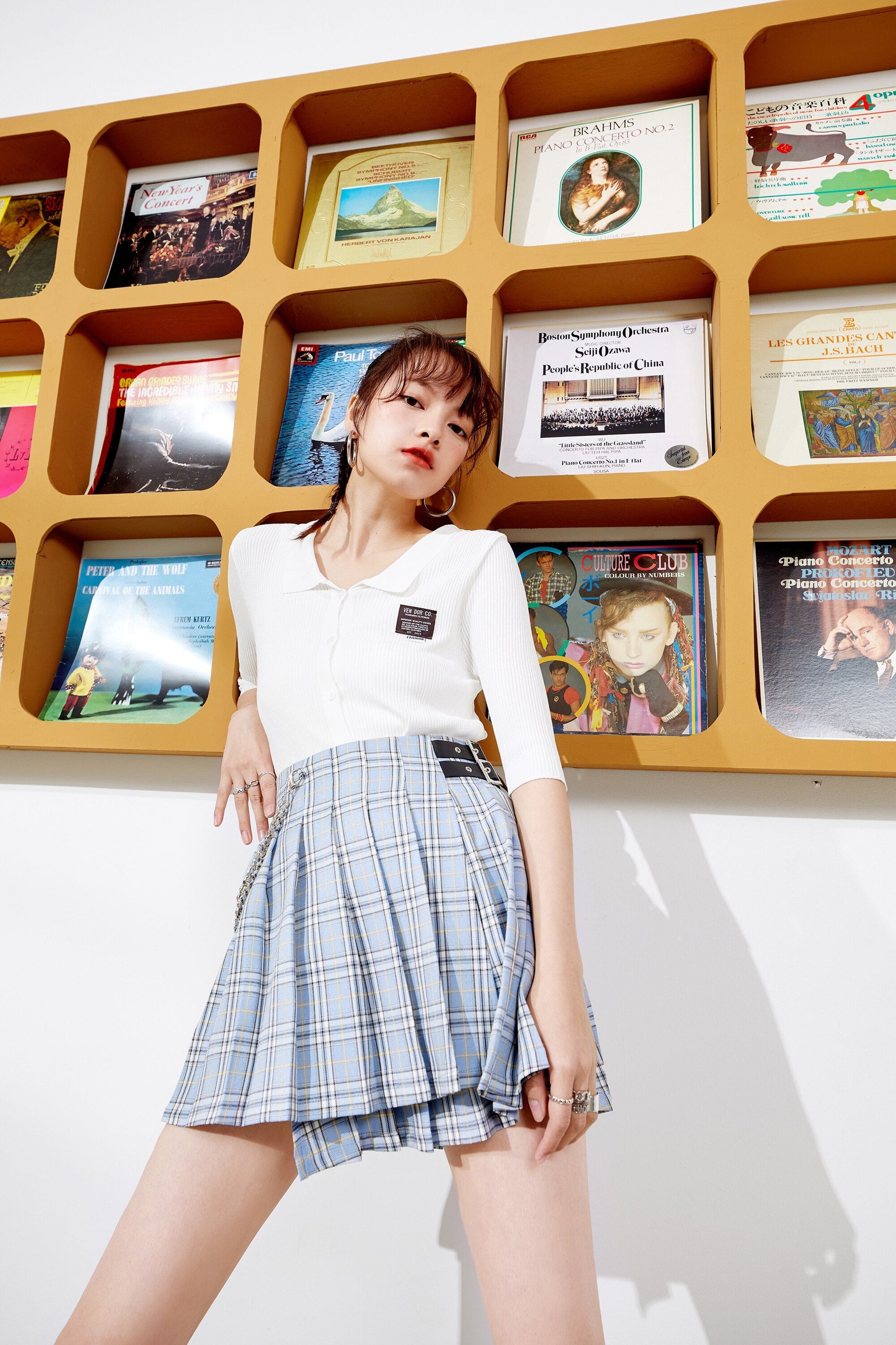 Plaid British High Waist Chic Belted Casual Women Mini Skirts,Spring ELF Vintage Korean Ladies Daily Preppy Bottom-3