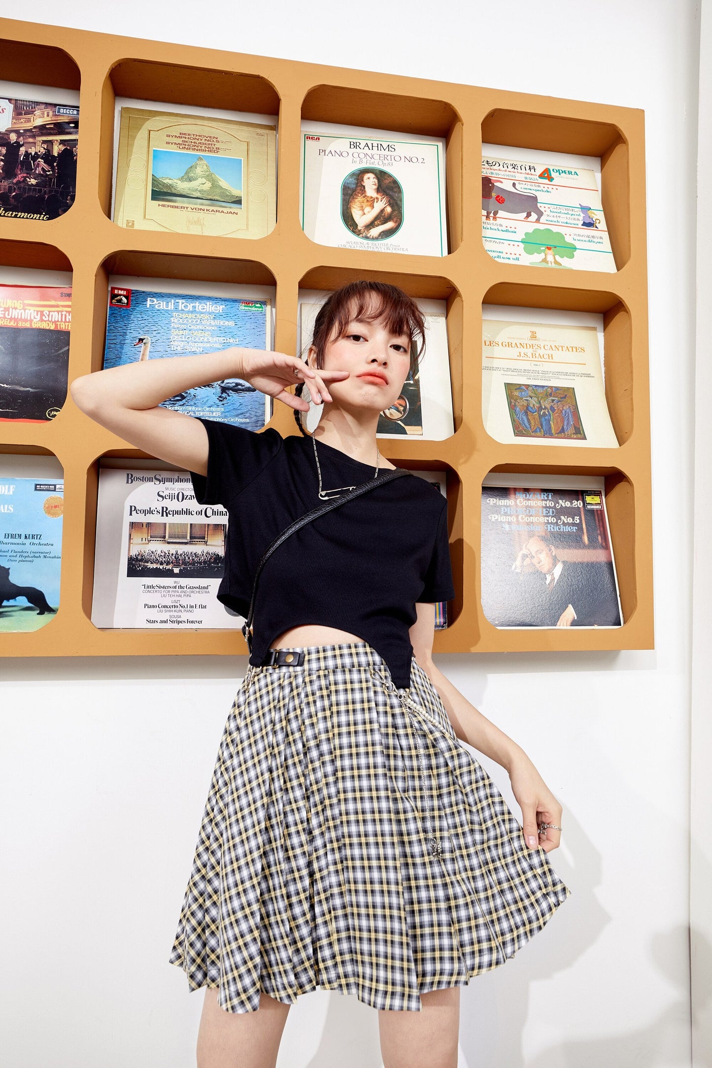 Plaid British High Waist Chic Belted Casual Women Mini Skirts,Spring ELF Vintage Korean Ladies Daily Preppy Bottom-4