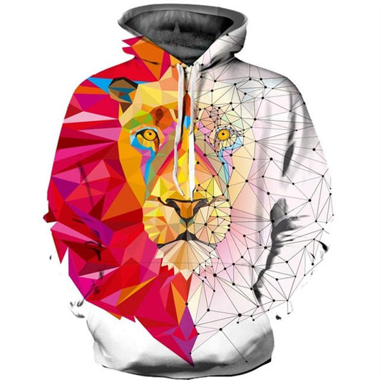 Fashion Color Lion  Men Women  Autumn Winter 3D Hoody Tops-0