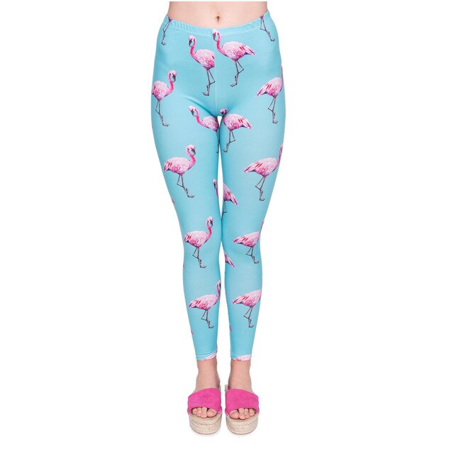 New Fashion Women Legging Cyan Flamingo Printing Leggings High Quality High Waist Woman Pants-3