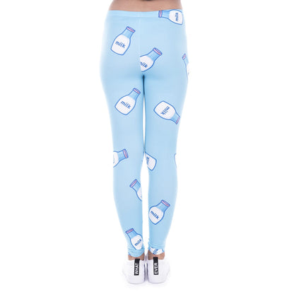Women Legging Milk Printed Leggins for Women Trousers High Waist Blue Legins Woman Pants Stretch Leggings-2