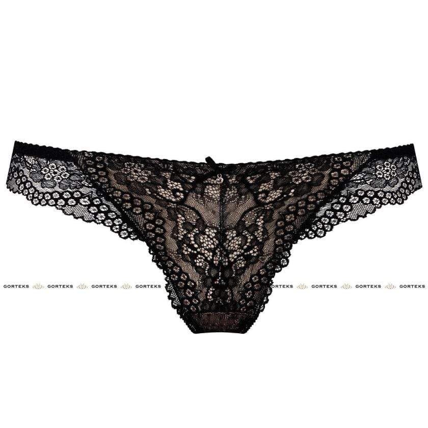 Sheer Lace Thong Panty Gorteks Scarlet Black-2