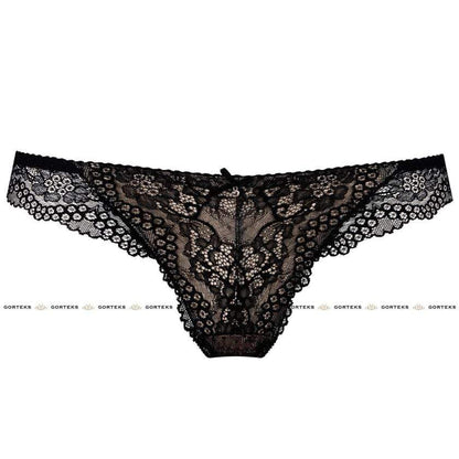 Sheer Lace Thong Panty Gorteks Scarlet Black-2