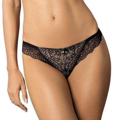 Sheer Lace Thong Panty Gorteks Scarlet Black-0