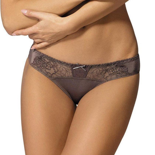 Sheer Low Rise Bikini Panty Gorteks Pamela Mocha-0