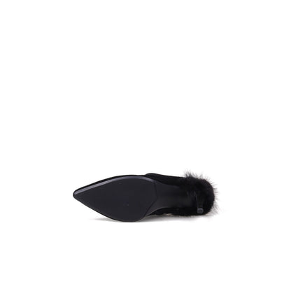 Stiletto Ankle Boots with Faux Fur Heel Accent-4